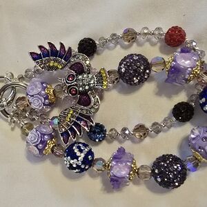 Purple and Silver Owl Charm Accessory Chain